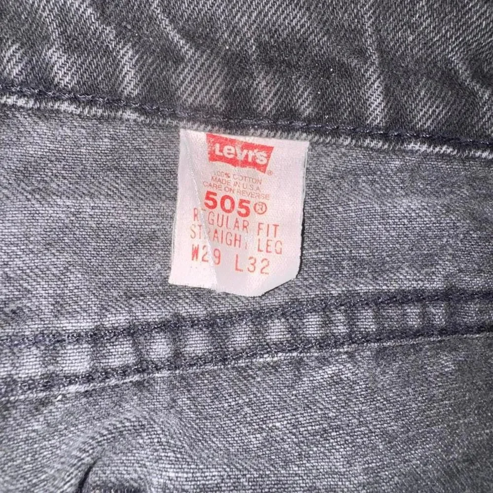 Vintage Levis 505 Washed Black Mens Jeans Size W29 L32